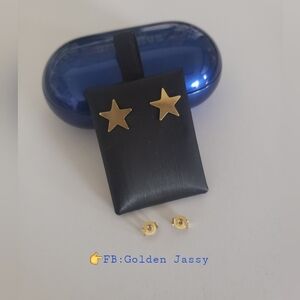 18K Real Gold Star Stud